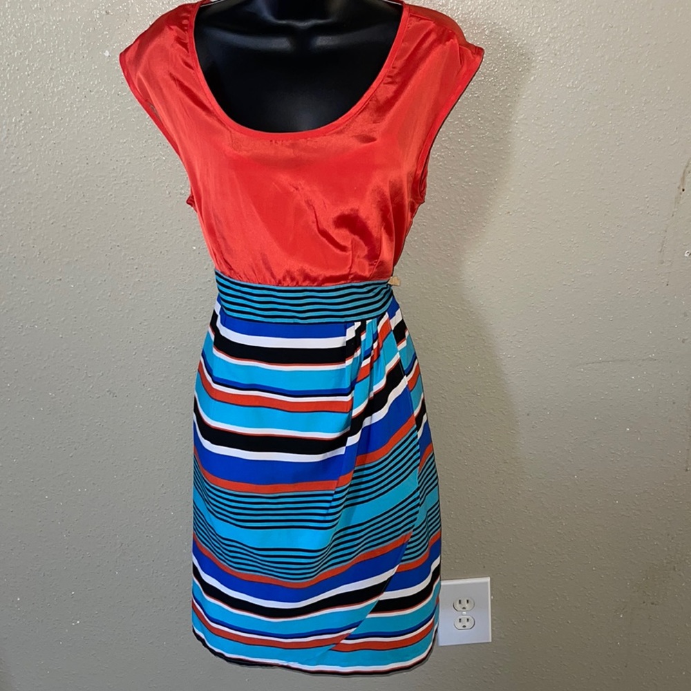 SAHARA WOMEN DRESS Orange&Red top and multi color in the bottom Size M (8)